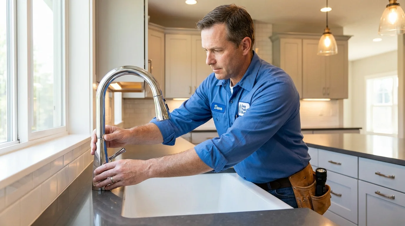 Kitchen faucet installation by Johns Plumbing LLC in Moosup